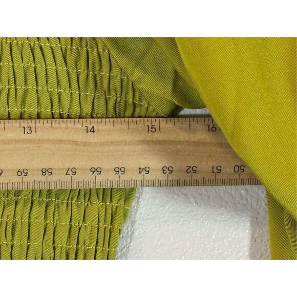 NWOT Bohme Smocked Tiered Chartreuse Lined Ruffle Maxi Dress Women's Small - Picture 12 of 12